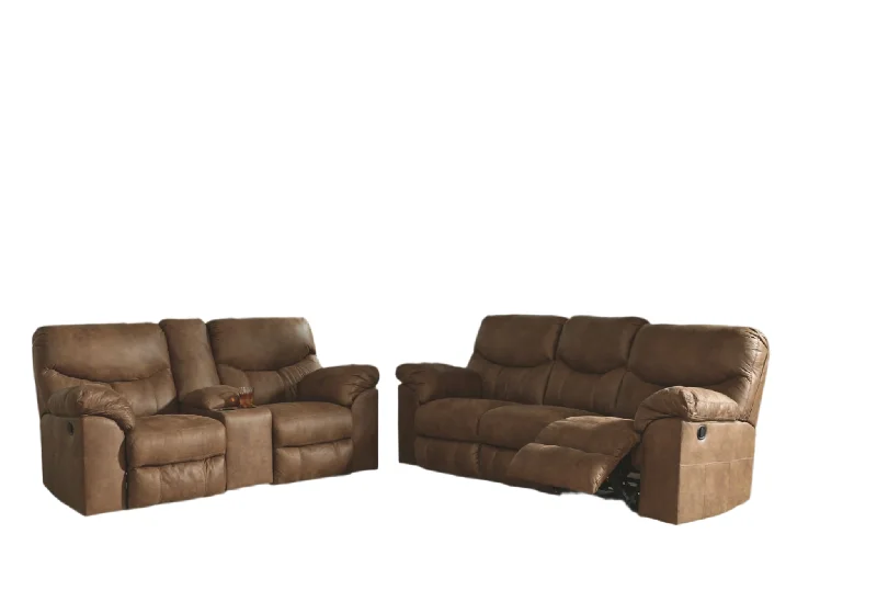 Boxberg Reclining Sofa and Loveseat with Console