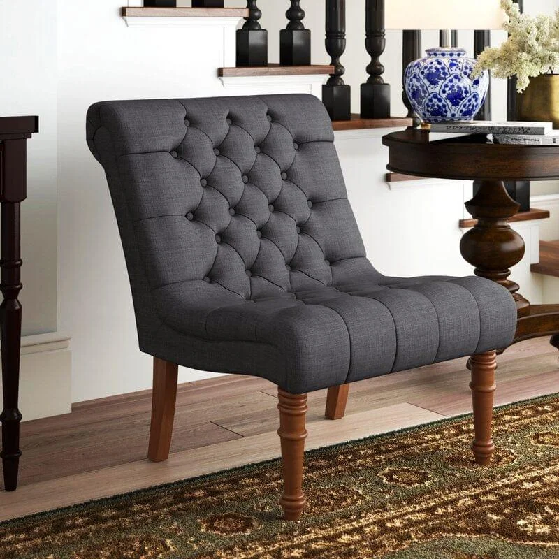 Barnkine Wide Wooden tufted Slipper Chair