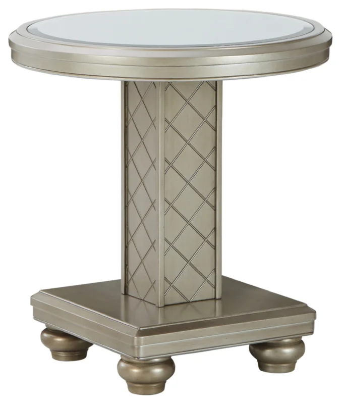 Chevanna Round End Table Platinum by Ashley Furniture