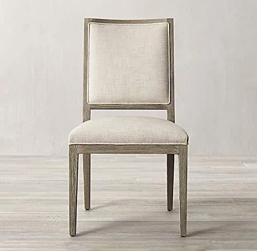 French Contemporary Square Fabric Side Chair