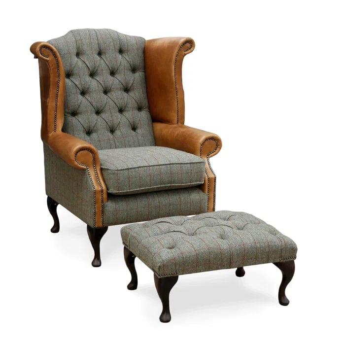 Harrisonville Upholstered Wingback Chair & Footrest