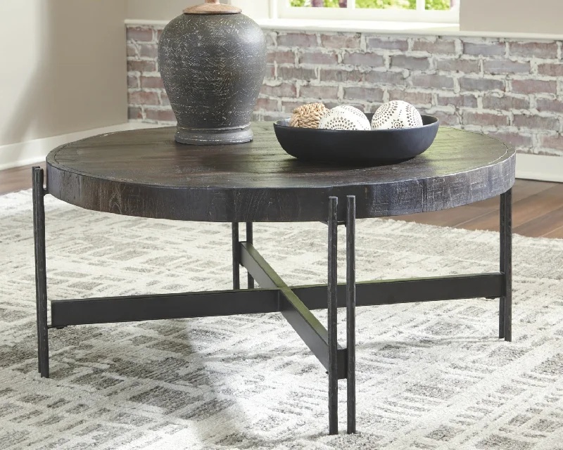 Jillenhurst Round Cocktail Table Dark Brown by Ashley Furniture