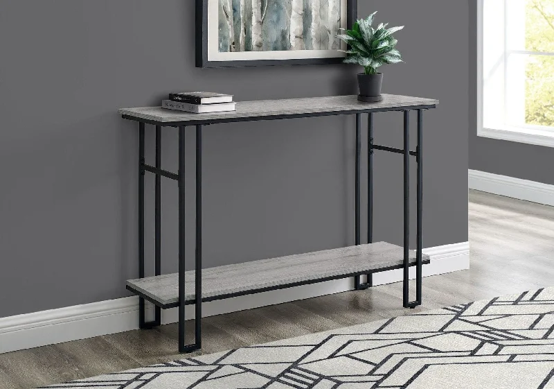 Monarch I 3576 Accent Table 48"L/Grey/Black Metal Hall Console