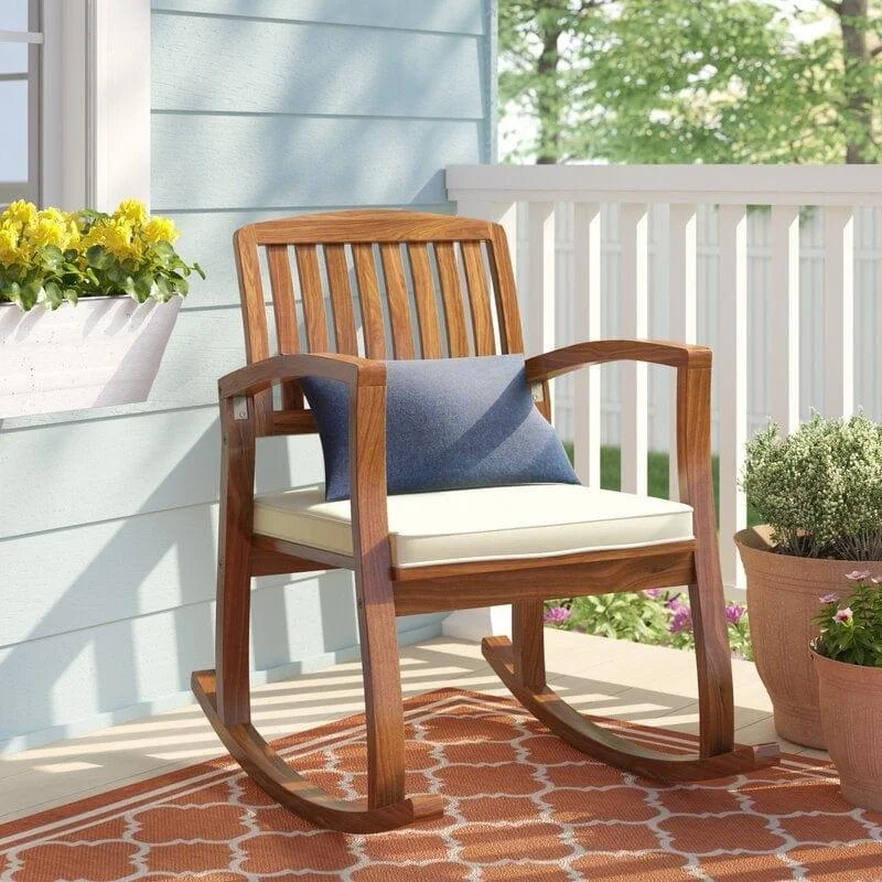 Outdoor Broadfoot Rocking Solid Wood Chair with Cushions