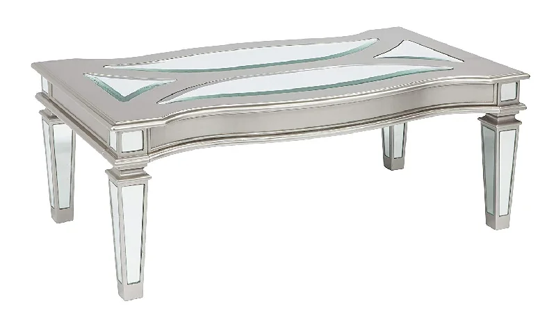 Tessani Rectangular Cocktail Table Silver by Ashley Furniture