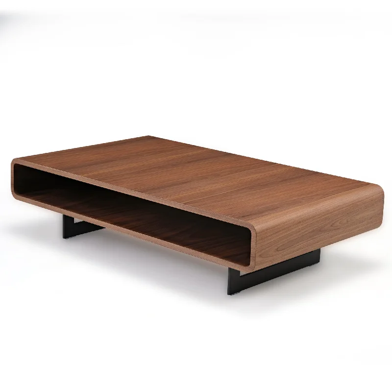 47" Walnut Rounded Retangular Coffee Table