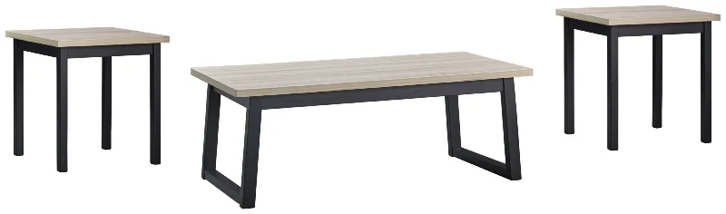 Waylowe Natural/Black Occasional Table Set of 3