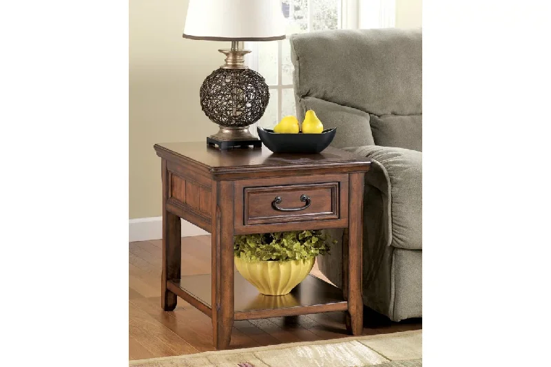 Woodboro Rectangular End Table Dark Brown by Ashley Furniture