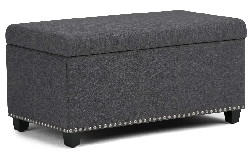 Amelia Storage Ottoman in Linen