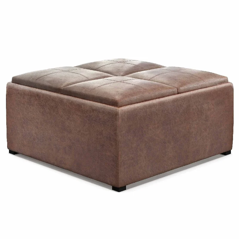 Avalon Table Ottoman in Distressed Vegan Leather