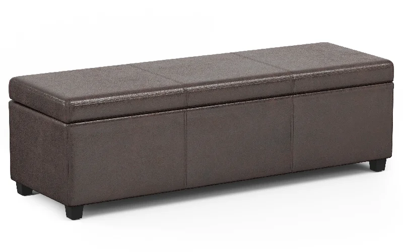 Avalon Extra Large Storage Ottoman in Distressed Vegan Leather