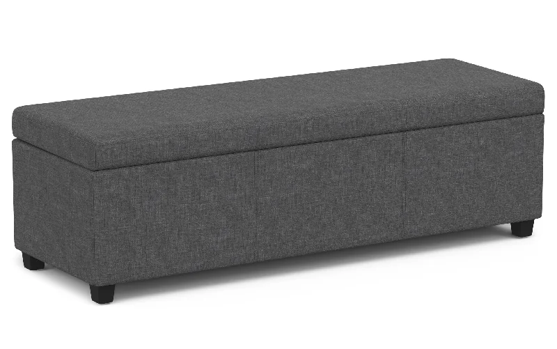 Avalon Extra Large Storage Ottoman in Linen