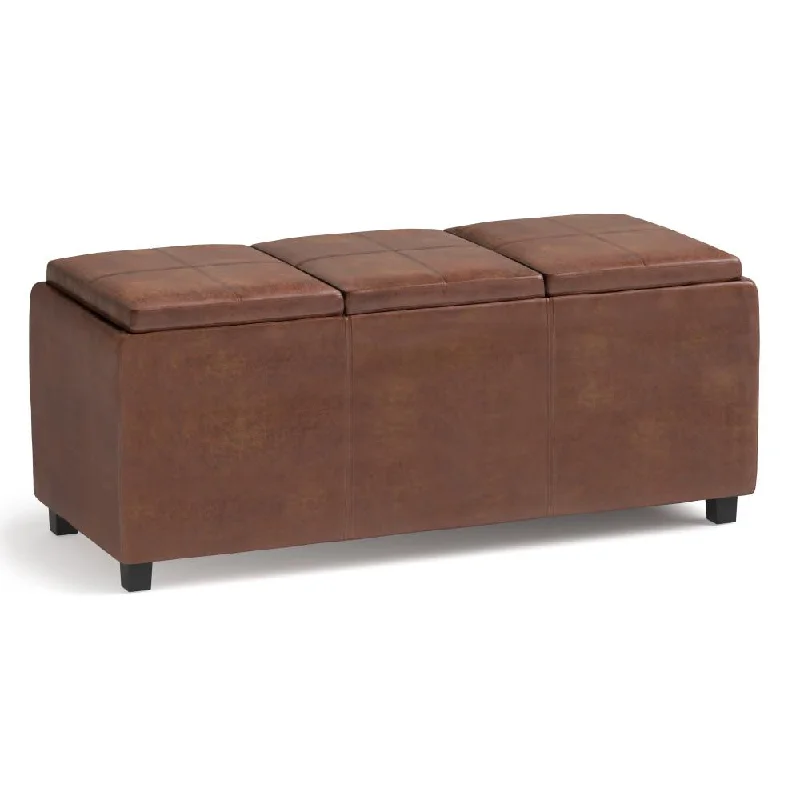 Avalon 3 Trays Ottoman in Distressed Vegan Leather