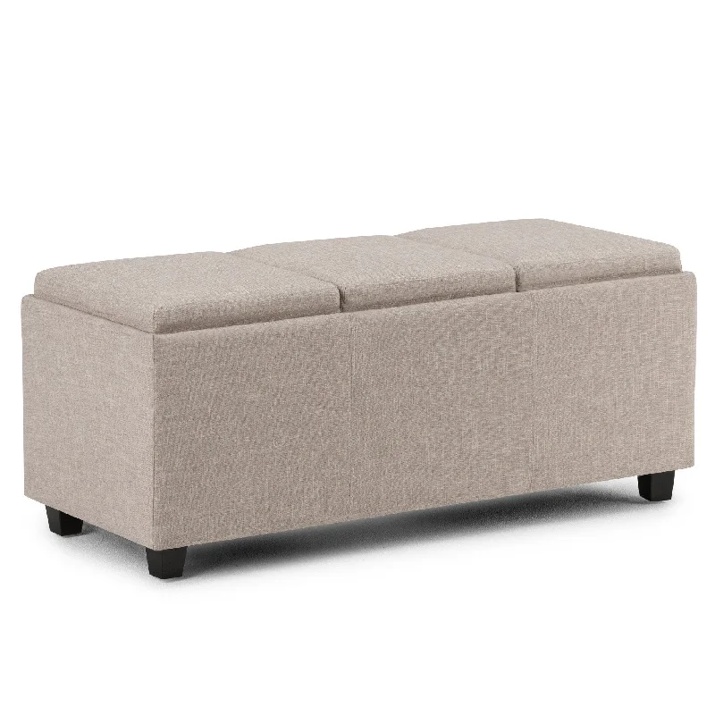 Avalon 3 Trays Ottoman in Linen