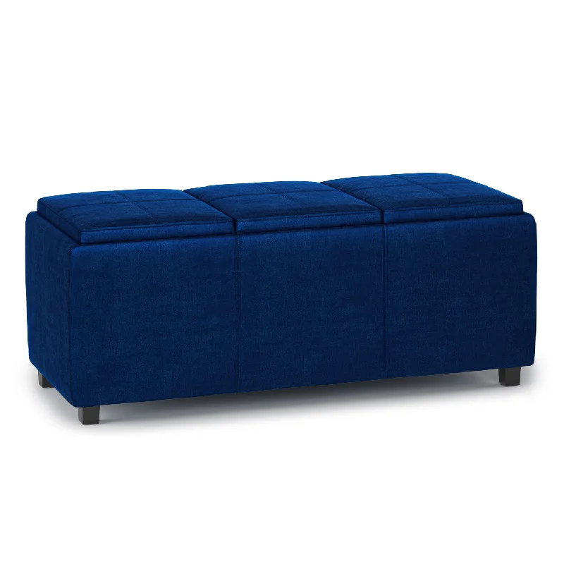 Avalon 3 Trays Ottoman in Velvet Fabric