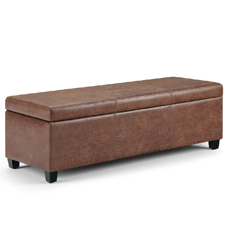 Avalon Storage Ottoman in Distressed Vegan Leather