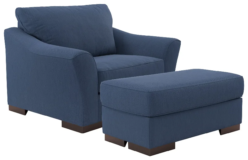 Bantry Nuvella 18506 Indigo Chair and Ottoman