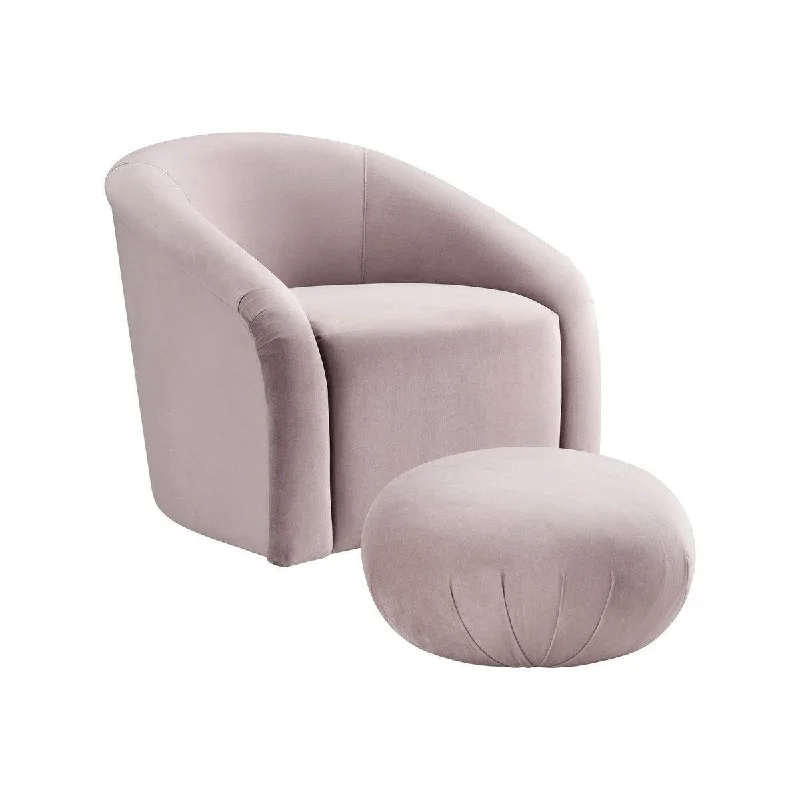 Bosh Mauve Velvet Chair + Ottoman Set