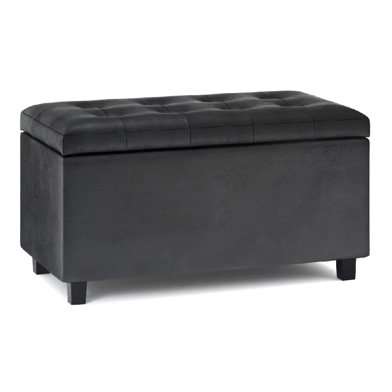 Cosmopolitan Storage Ottoman in Distressed Vegan Leather