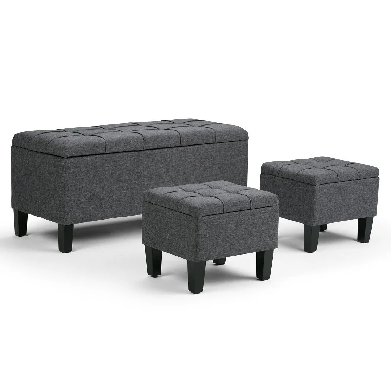 Dover 3 Pc Storage Ottoman in Linen