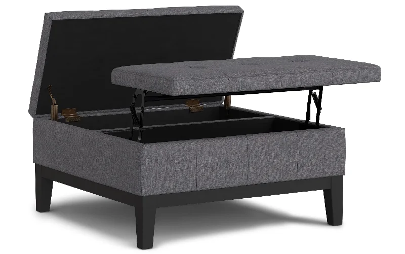 Dover Lift Top Coffee Table Storage Ottoman In Linen