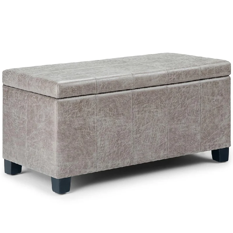 Dover Storage Ottoman in Distressed Vegan Leather