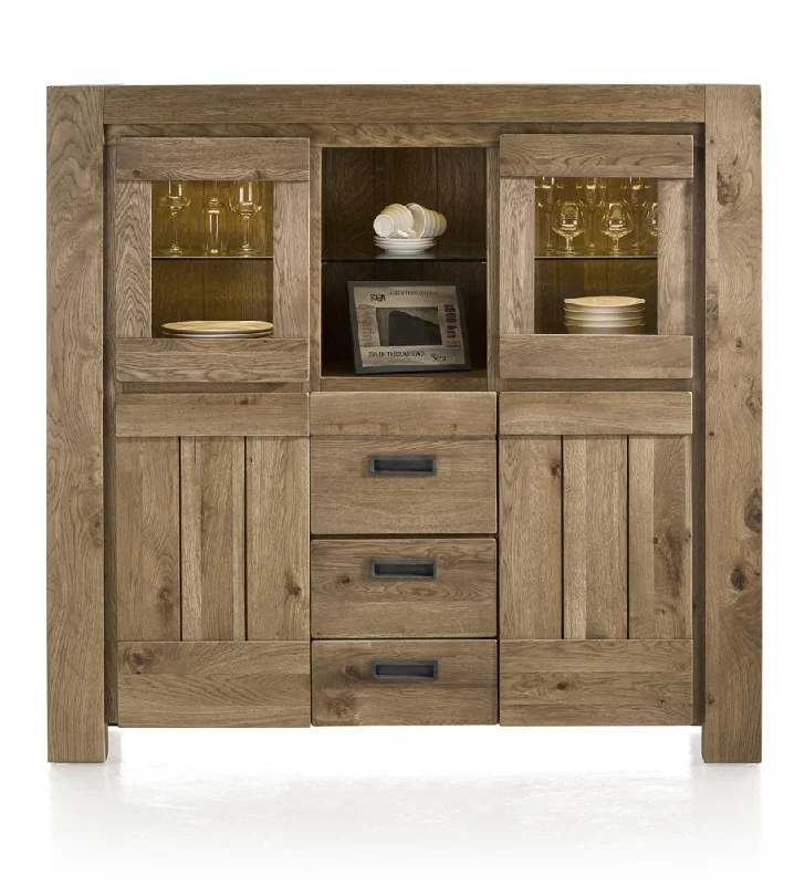 Habufa Bespoke Santorini Oak Highboard Display Cabinet in Various Colours