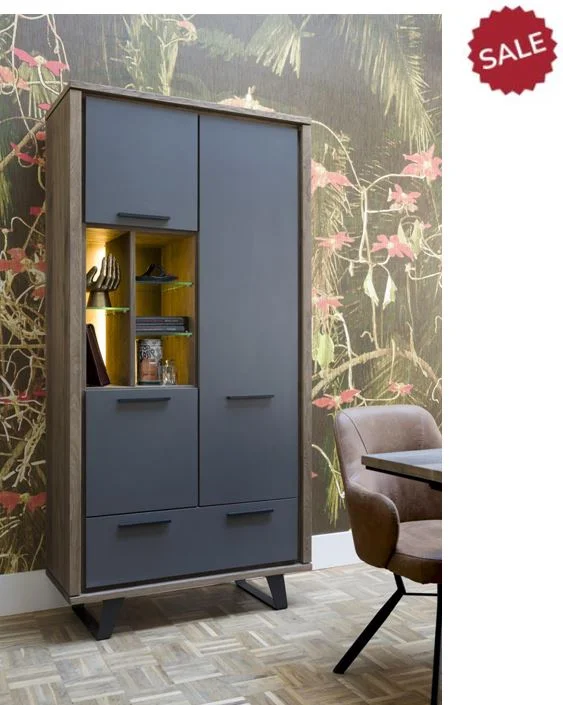 Habufa Cubo Tall Cabinet in Smoked Oak and Grey