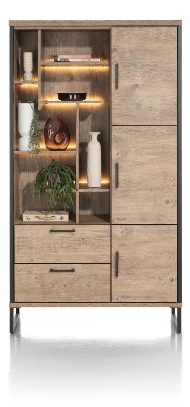 Habufa Pantin Rustic Tall Storage Display Cabinet