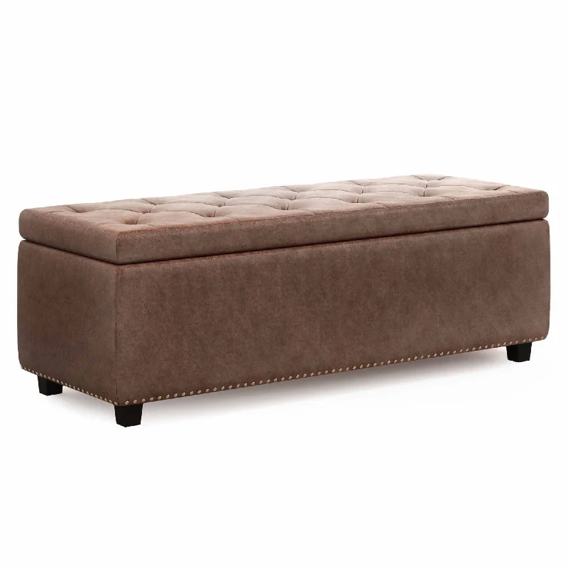 Hamilton Storage Ottoman in Distressed Vegan Leather