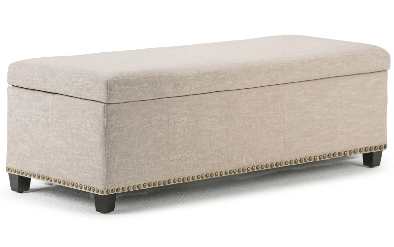 Kingsley Large Storage Ottoman in Linen