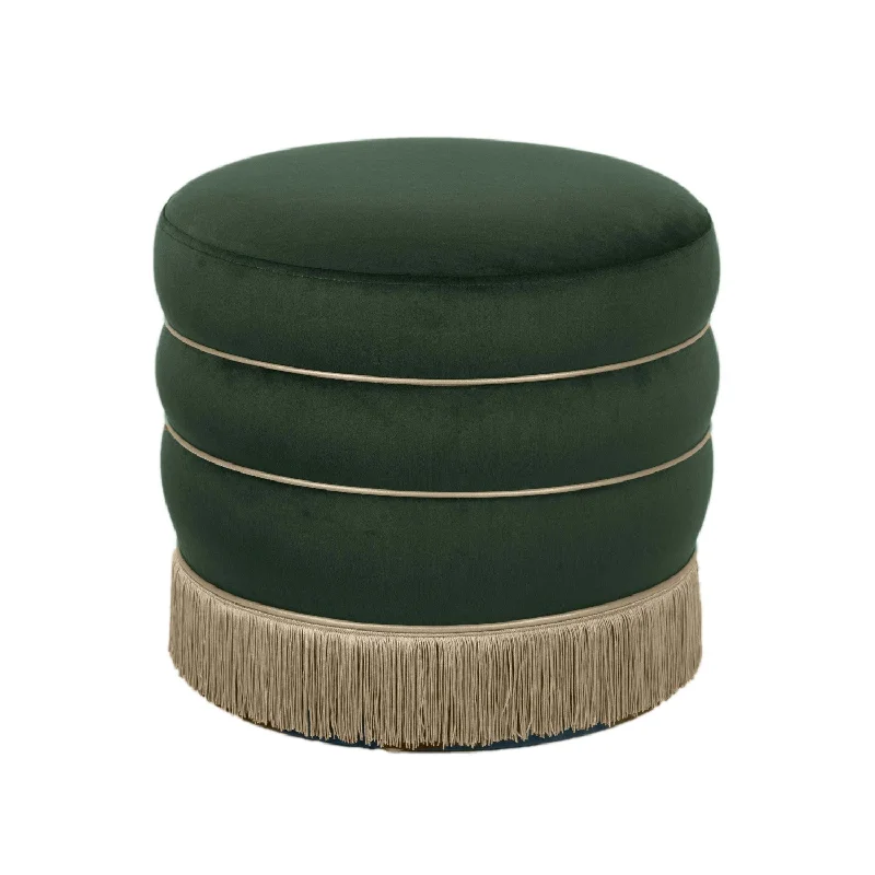 Lakka Velvet Ottoman in Green