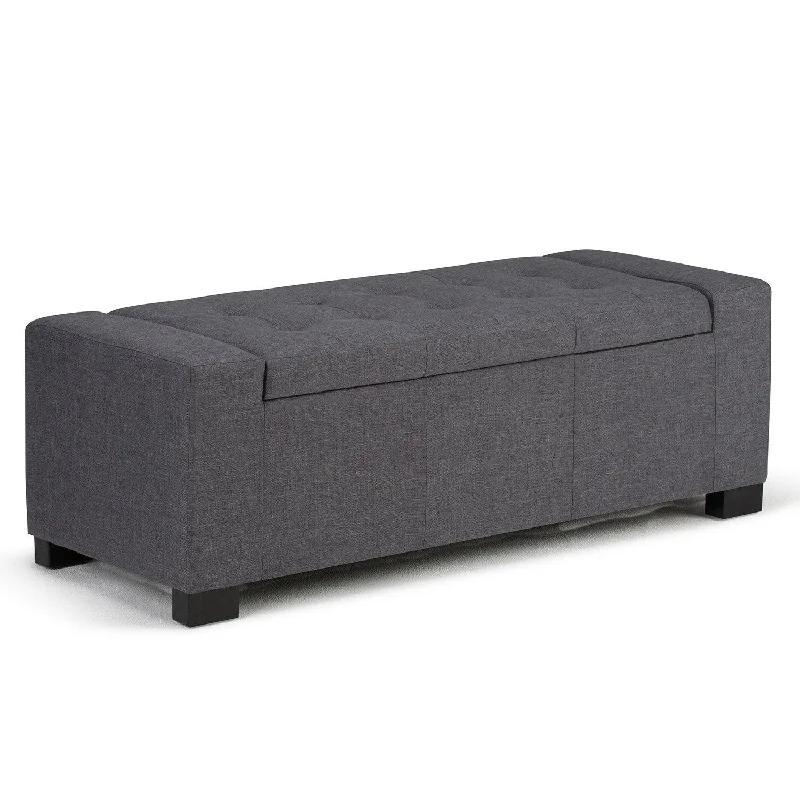 Laredo Storage Ottoman in Linen