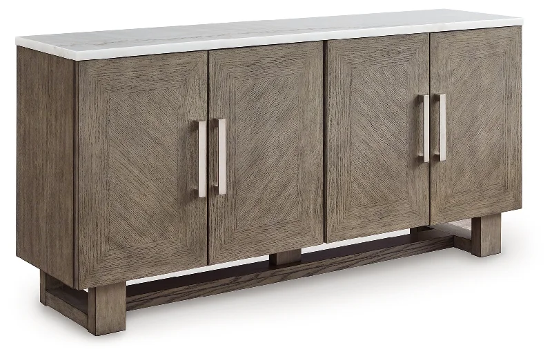 Loyaska Grayish Brown/White 68" TV Stand