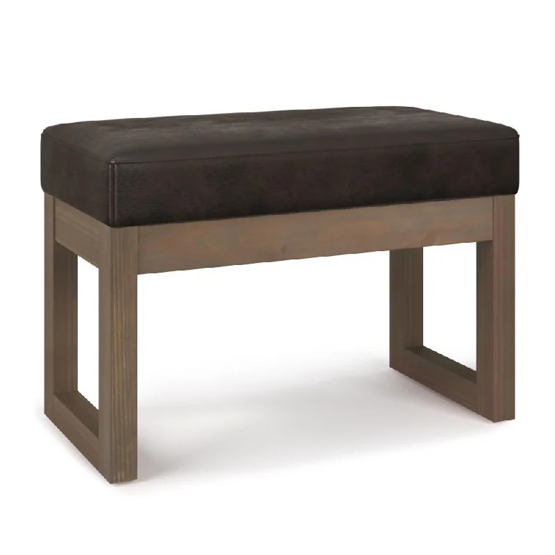 Milltown Small Ottoman Bench in Distressed Vegan Leather