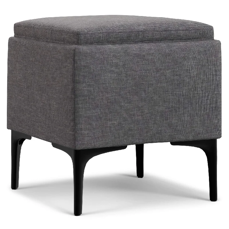 Natasha Storage Ottoman with Tray in Linen