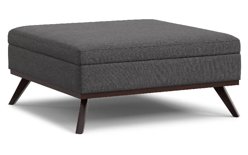 Owen XL Square Coffee Table Storage Ottoman in Linen Style Fabric