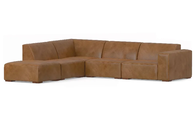 Rex Left Sectional and Ottoman in Genuine Leather