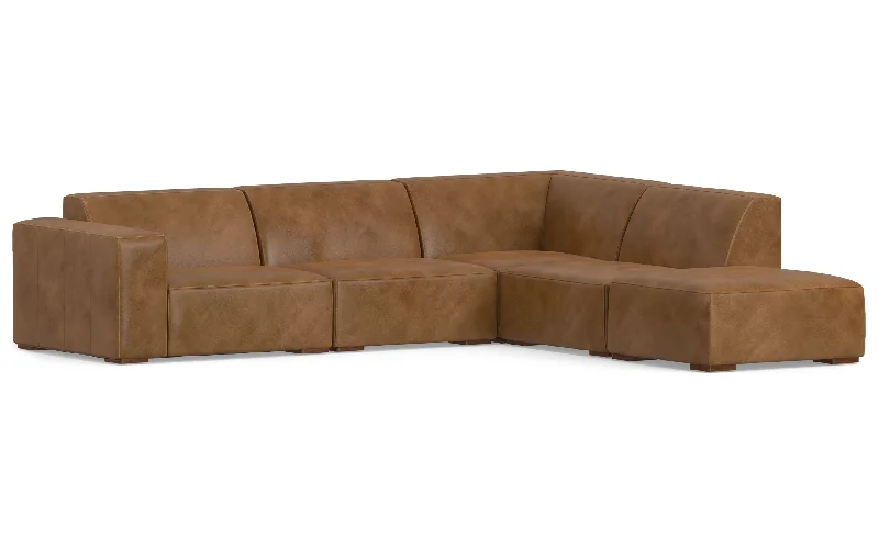 Rex Right Sectional and Ottoman in Genuine Leather