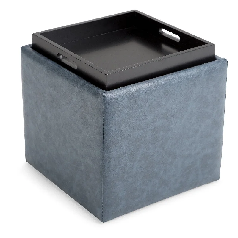 Rockwood Cube Storage Ottoman in Vegan Leather