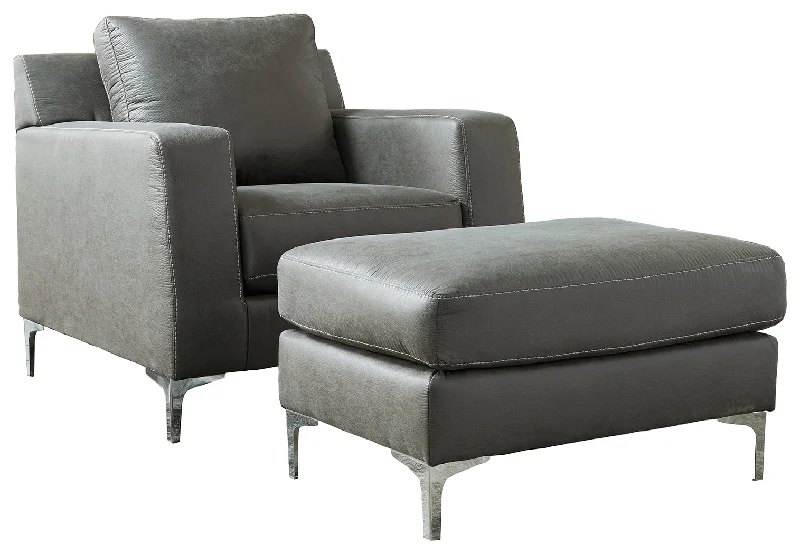 Ryler 40203 Charcoal Chair and Ottoman