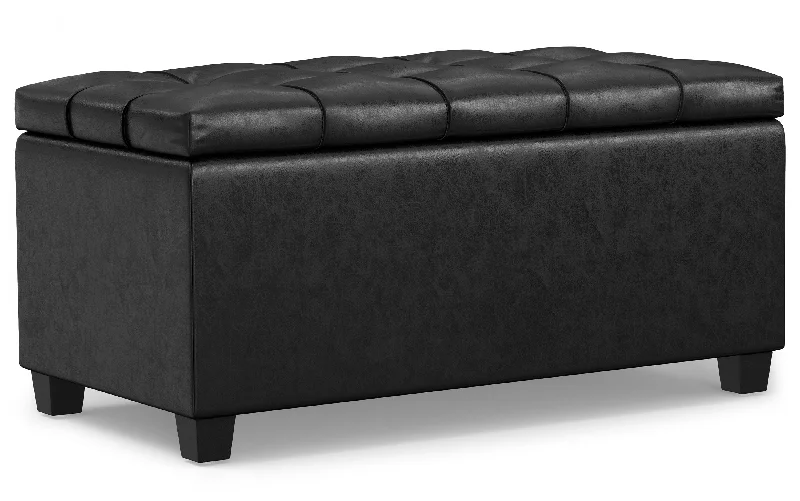 Sienna Storage Ottoman in Distressed Vegan Leather