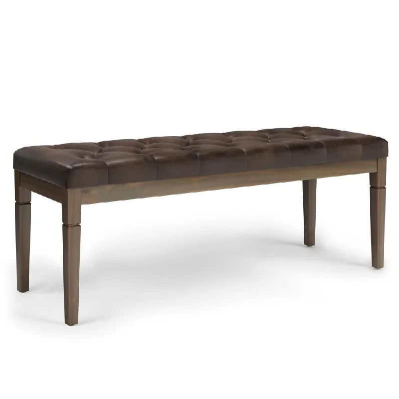 Waverly Ottoman Bench in Distressed Vegan Leather