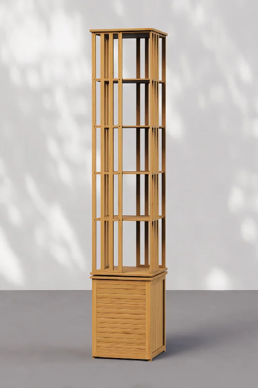 Floor-standing 360° Rotating Bookshelf with Storage Cabinets