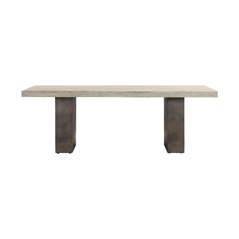 24" Gray And Brown Concrete And Solid Wood Coffee Table