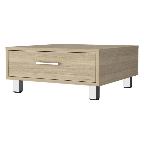 24" Beige And Light Gray Coffee Table With Drawer