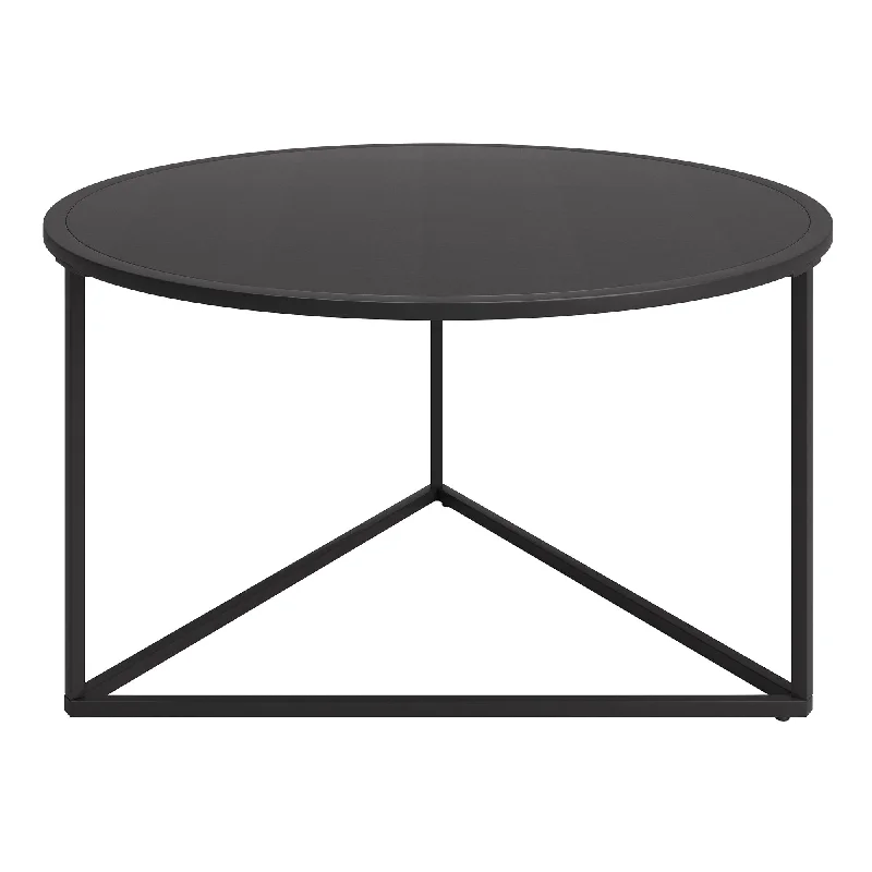 33" Black Steel Round Coffee Table