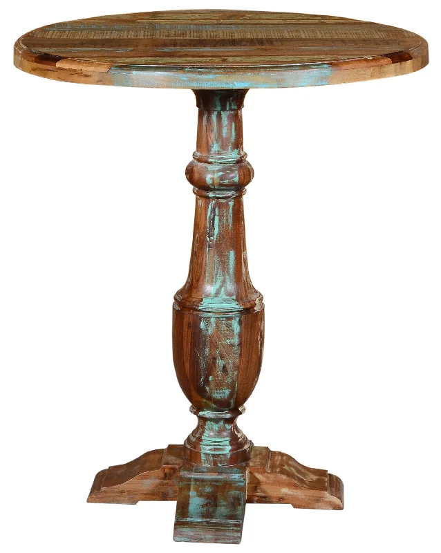 36" Brown Rounded Solid Wood Pedestal Base Dining Table