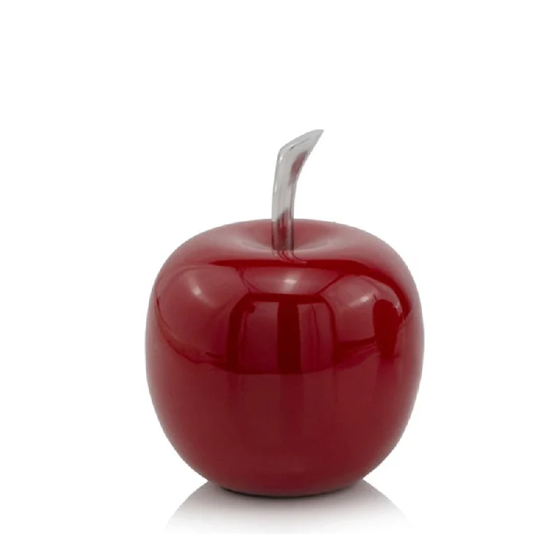 6" Red Aluminum Decorative Apple Tabletop Sculpture