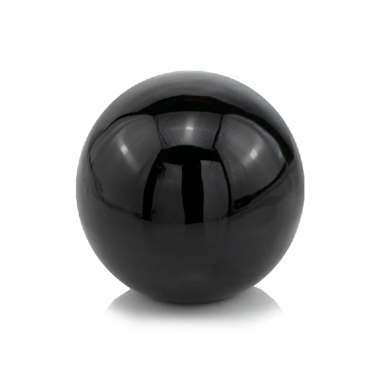 4" Black Aluminum Decorative Orb Tabletop Sculpture